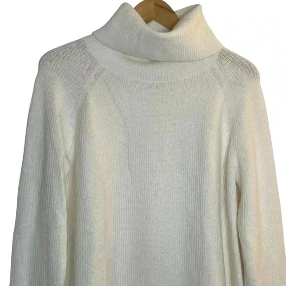 LOFT Ivory Soft Turtleneck Sweater Small Stretch Oversized Comfy Office Neutral - Picture 2 of 8